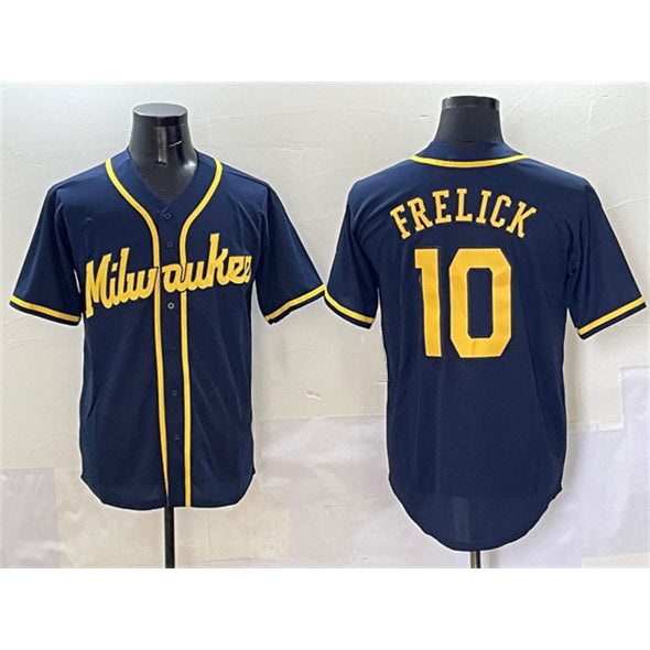 Milwaukee Brewers #10 Sal Frelick Navy AmberGomez Cool Base Stitched Jersey