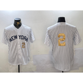New York Yankees #2 Derek Jeter White AmberGomez Pinstripe Without Name Fashion Cool Base Jerseys