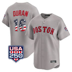 Boston Red Sox #16 Jarren Duran Player Gray AmberGomez Road USA 250 Fourth of July Limited Home Game Stitched Jerseys