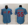 Philadelphia Phillies #55 Ranger Suarez Number Light Blue AmberGomez Cooperstown Cool Base Jersey