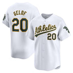 Oakland Athletics #20 Zack Gelof White AmberGomez Home Limited Player Jersey