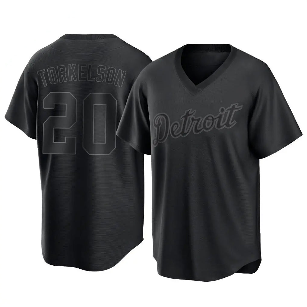 Detroit Tigers #20 Spencer Torkelson Player Black AmberGomez T-shirt Home Game Stitched Jerseys
