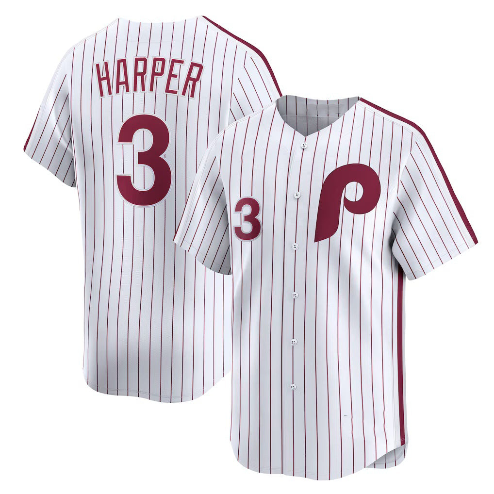 Philadelphia Phillies #3 Bryce Harper White AmberGomez Cooperstown Collection Limited Jersey