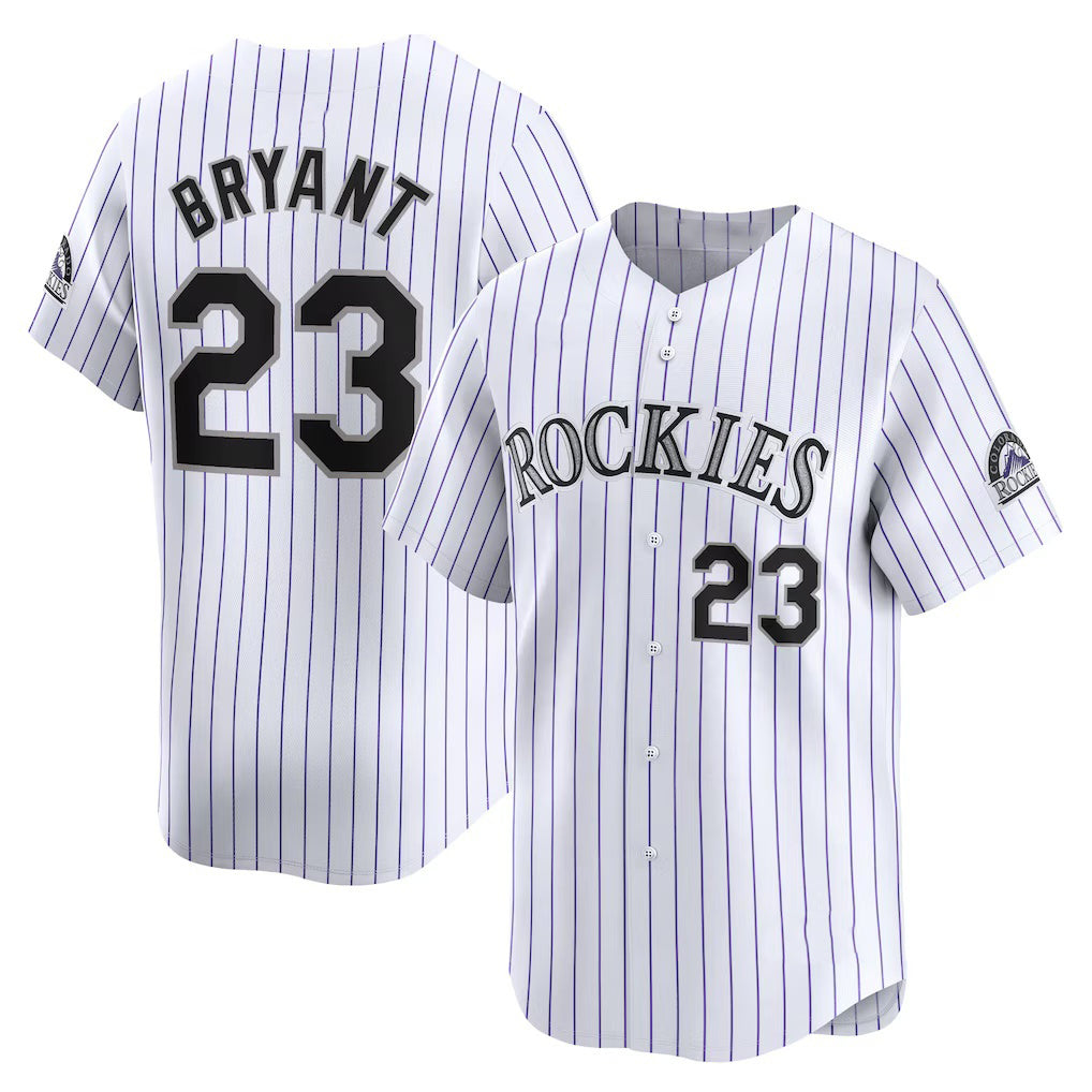 Colorado Rockies #23 Kris Bryant White AmberGomez Home Limited Player Jersey