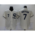 Chicago White Sox #7 Tim Anderson 2021 Cream AmberGomez Navy Field of Dreams Number Flex Base Stitched Jersey