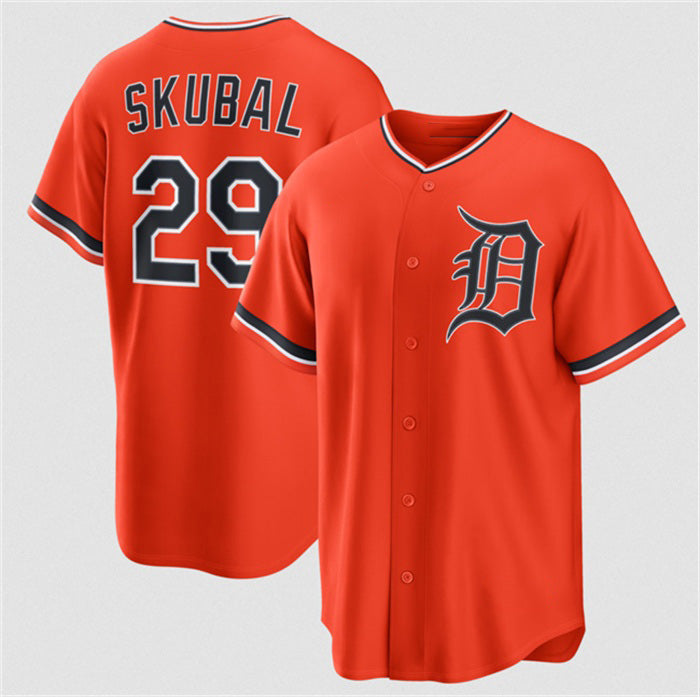 Detroit Tigers #29 Tarik Skubal Orange AmberGomez Alternate Stitched Jersey