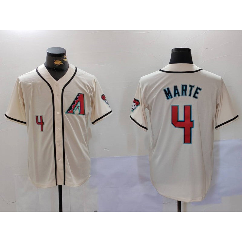 Arizona Diamondback #4 Ketel Marte Number Cream AmberGomez Cool Base Limited Stitched Jersey