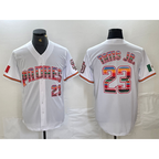 San Diego Padres #23 Fernando Tatis Jr Mexico White AmberGomez Cool Base Stitched Baseball Jersey