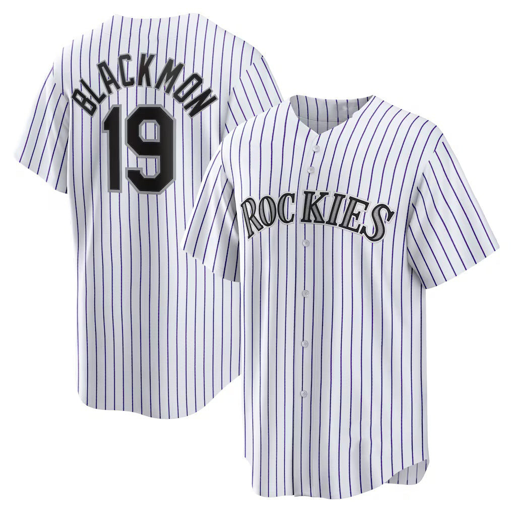 Colorado Rockies #19 Charlie Blackmon White AmberGomez Home Replica Player Name Jersey