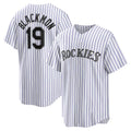 Colorado Rockies #19 Charlie Blackmon White AmberGomez Home Replica Player Name Jersey