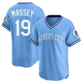 Kansas City Royals #19 Michael Massey Player Light Blue AmberGomez Limited Throwback Cooperstown Collection T-shirt Stitched Jerseys