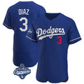 Los Angeles Dodgers #3 Edwin D¨ªaz Player Royal AmberGomez World Series Meet Limited Elite Home Stitched Jerseys