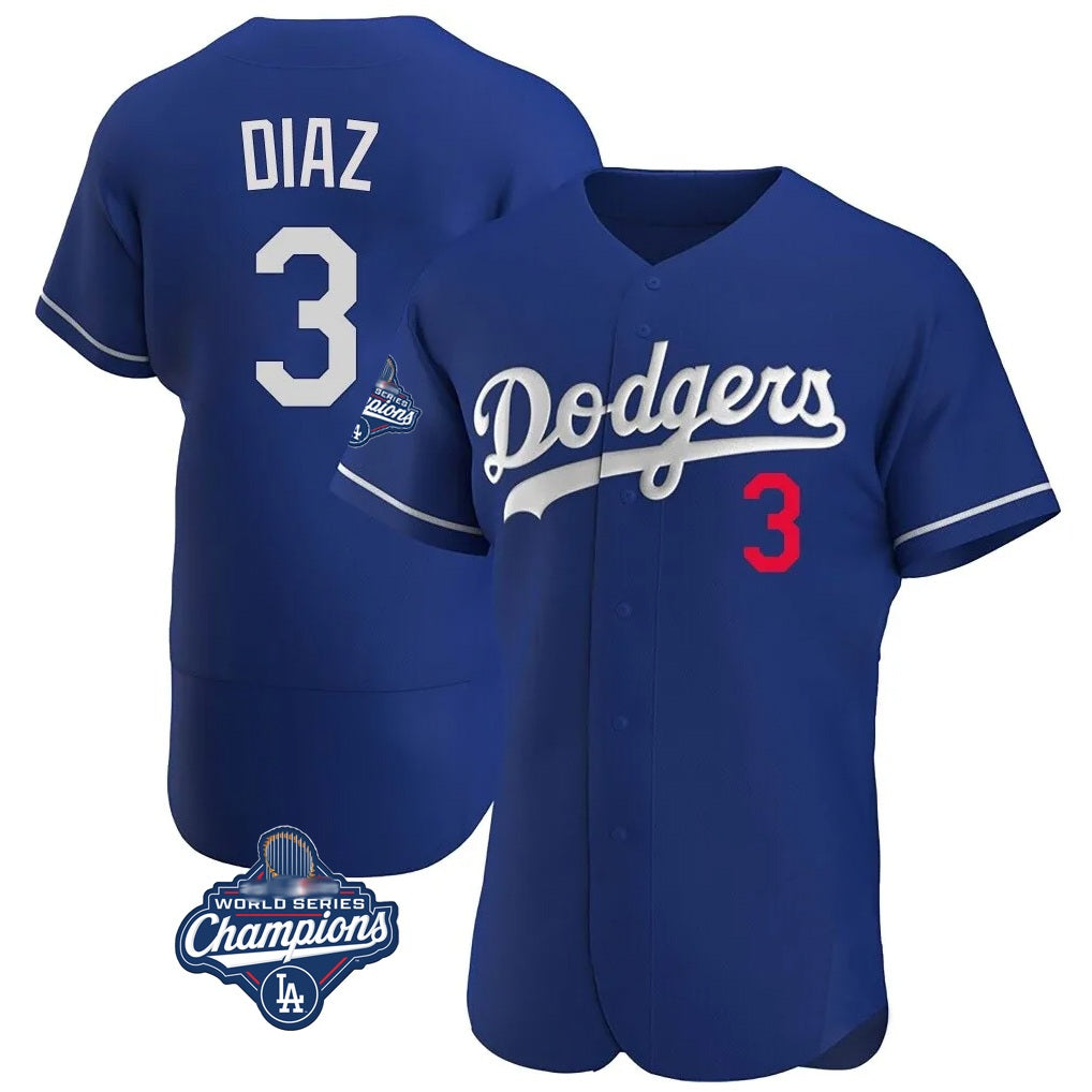 Los Angeles Dodgers #3 Edwin D¨ªaz Player Royal AmberGomez World Series Meet Limited Elite Home Stitched Jerseys