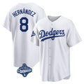 Los Angeles Dodgers #8 Enrique Hern¨¢ndez Player White AmberGomez World Series Meet Game Home Stitched Jerseys