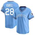 Kansas City Royals #28 Kyle Isbel Player Light Blue AmberGomez Limited Throwback Cooperstown Collection T-shirt Stitched Jerseys