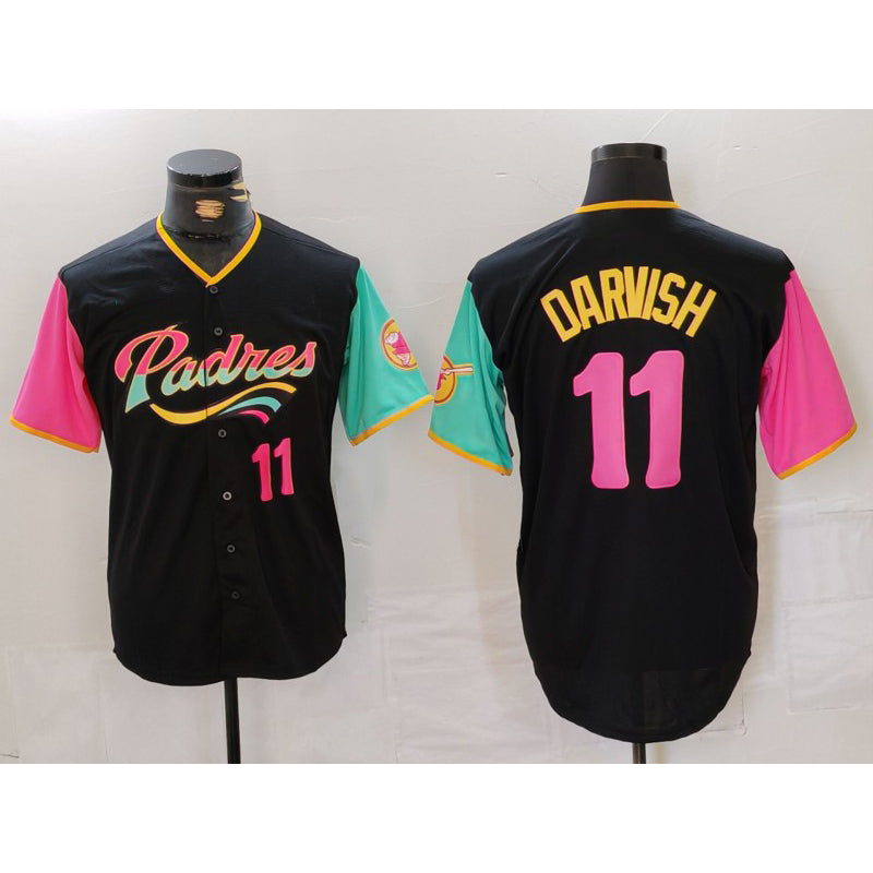 San Diego Padres #11 Yu Darvish Black AmberGomez Player Number Fashion Jersey