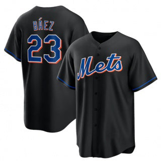 New York Mets #23 Javier B¨¢ez Black AmberGomez 2022 Cool Base Stitched Jersey