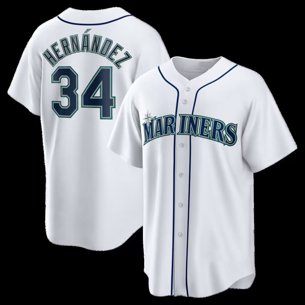Seattle Mariners #34 Felix Hernandez White AmberGomez Home Retired Player Replica Jersey