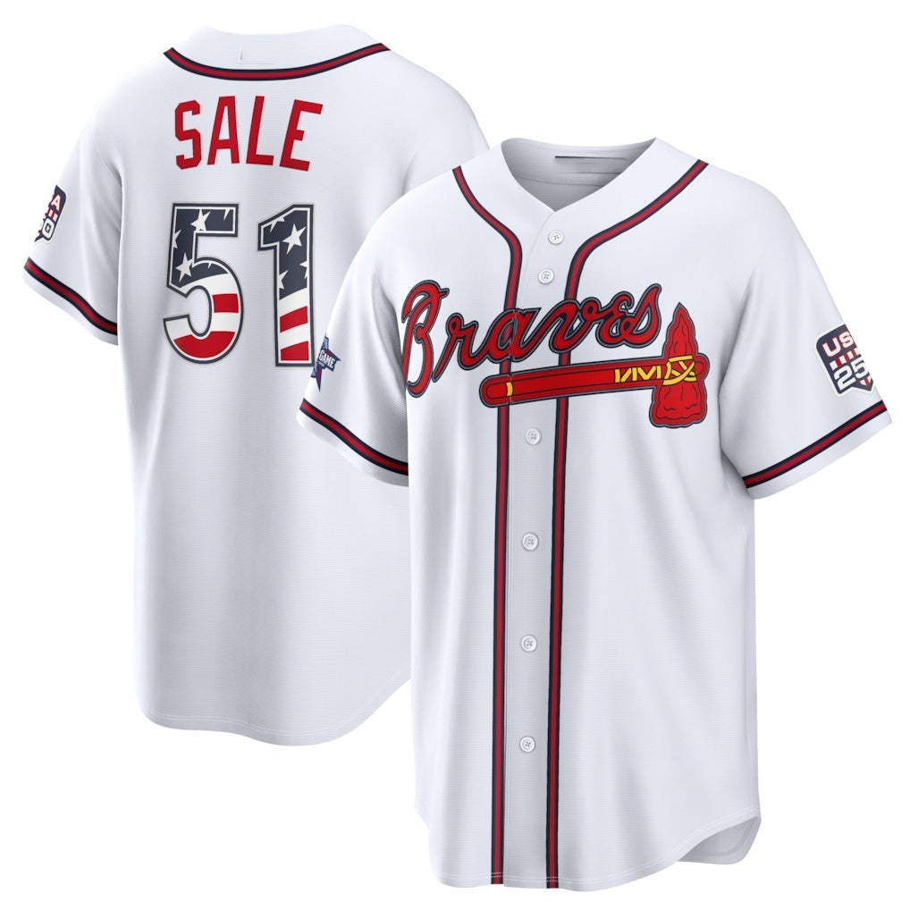 Atlanta Braves #51 Chris Sale 2026 All-Star Edition Stars & Stripes White AmberGomez Stadium Jersey