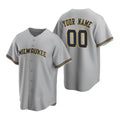 Custom Milwaukee Brewers Gray AmberGomez Stitched Cool Base Road Jersey