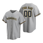 Custom Milwaukee Brewers Gray AmberGomez Stitched Cool Base Road Jersey