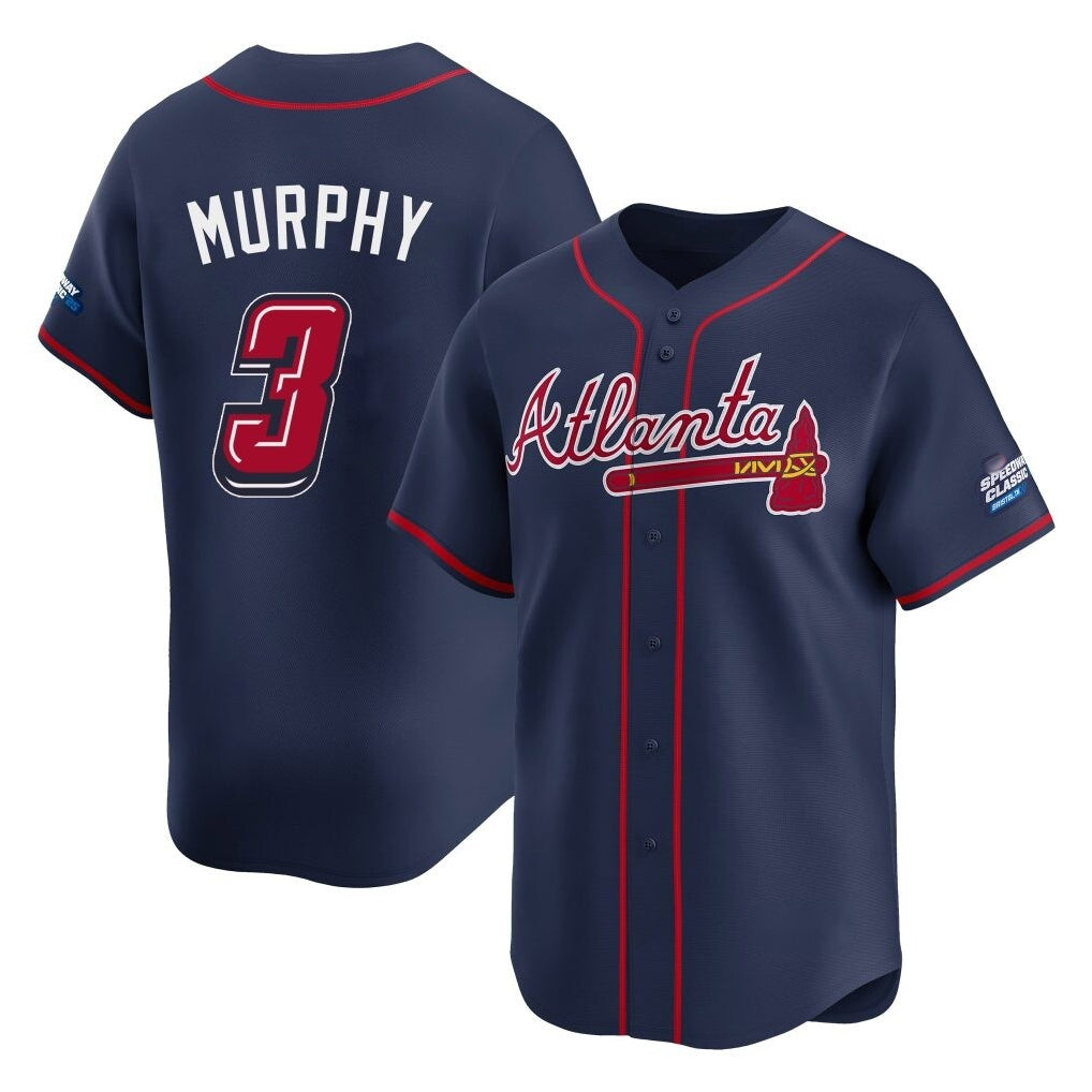 Atlanta Braves #3 Dale Murphy Player Navy AmberGomez 2025 Speedway Classic Home Game Stitched Jerseys