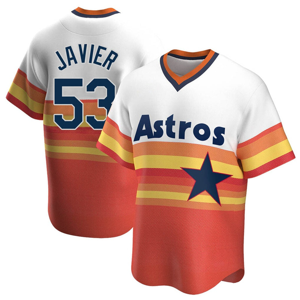 Houston Astros #53 Cristian Javier Player Rainbow Cooperstown Collection AmberGomez T-shirt Stitched Jerseys