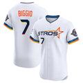 Houston Astros #7 Craig Biggio Player White AmberGomez City Connect Limited Elite Home Stitched Jerseys