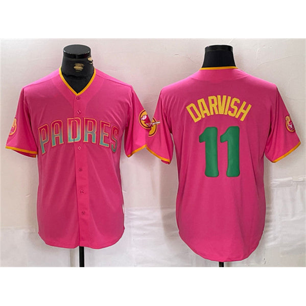 San Diego Padres #11 Yu Darvish Pink AmberGomez Cool Base Stitched Jersey