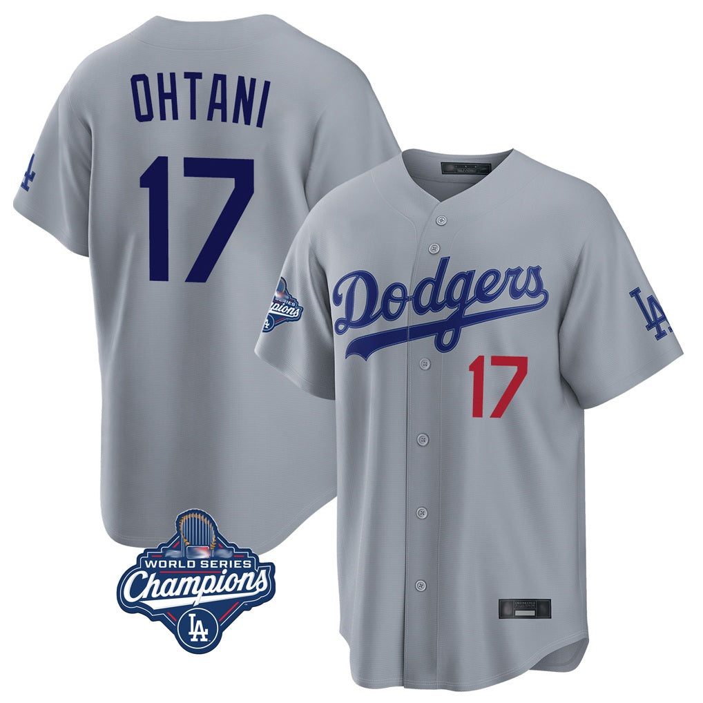 Los Angeles Dodgers #17 Shohei Ohtani Player Gray AmberGomez World Series Meet Game Home Stitched Jerseys