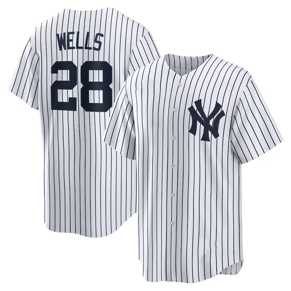 New York Yankees #28 Austin Wells White AmberGomez Home Replica Jersey