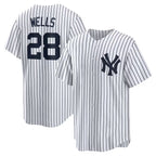 New York Yankees #28 Austin Wells White AmberGomez Home Replica Jersey