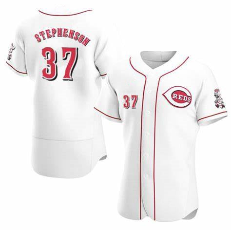 Cincinnati Reds #37 Tyler Stephenson White AmberGomez Stitched Flex Base Jersey