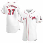 Cincinnati Reds #37 Tyler Stephenson White AmberGomez Stitched Flex Base Jersey