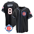 Chicago Cubs #8 Ian Happ Player Black AmberGomez Fashion Out 150th Anniversary Game Stitched Jerseys