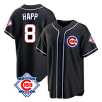 Chicago Cubs #8 Ian Happ Player Black AmberGomez Fashion Out 150th Anniversary Game Stitched Jerseys
