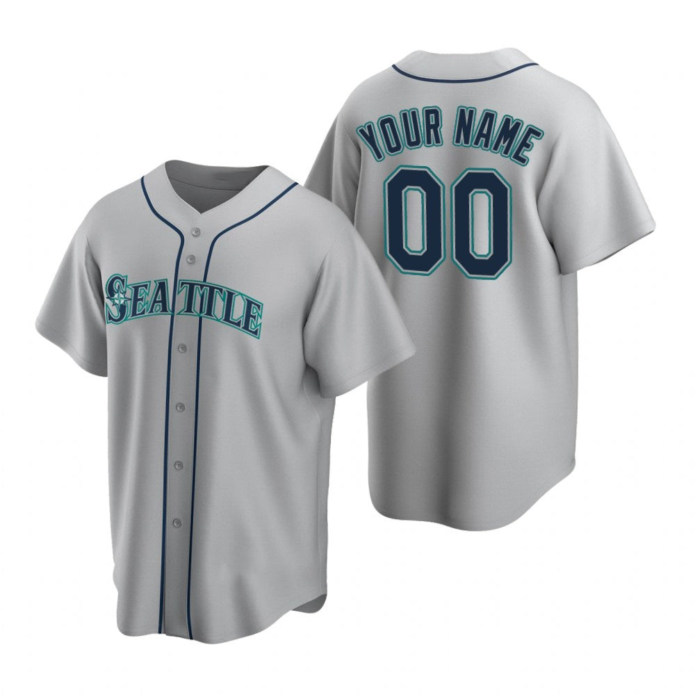 Custom Seattle Mariners Gray AmberGomez Stitched Cool Base Road Jersey
