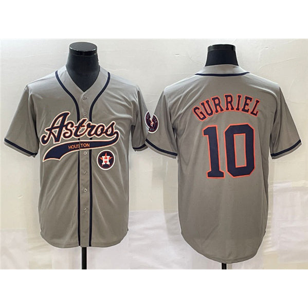 Houston Astros #10 Yuli Gurriel Gray AmberGomez With Patch Cool Base Stitched Jersey
