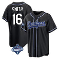 Los Angeles Dodgers #16 Will Smith Player Black AmberGomez World Series Meet Carbon Limited Home Stitched Jerseys