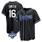 Los Angeles Dodgers #16 Will Smith Player Black AmberGomez World Series Meet Carbon Limited Home Stitched Jerseys
