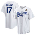 Los Angeles Dodgers #17 Shohei Ohtani White AmberGomez 2024 World Series Cool Base Stitched Jersey