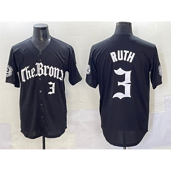 New York Yankees #3 Babe Ruth Black AmberGomez 'Gothic Legacy Edition' Vapor Premier Limited Stitched Jersey