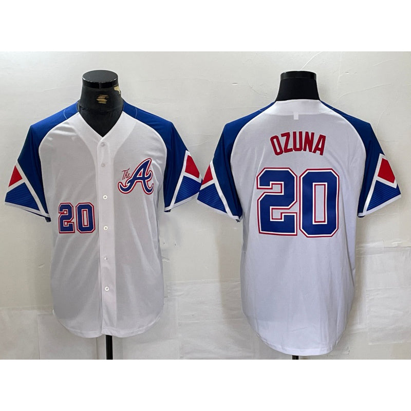 Atlanta Braves #20 Marcell Ozuna Number White AmberGomez 2023 City Connect Flex Base Stitched Jersey