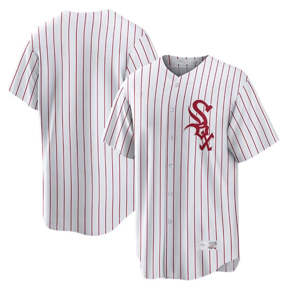 Chicago White Sox Blank Player Red AmberGomez Stripe White Home Game Stitched Jerseys