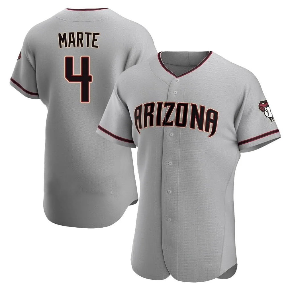 Arizona Diamondbacks #4 Ketel Marte Player Gray AmberGomez Road Limited Elite Home Game Stitched Jerseys