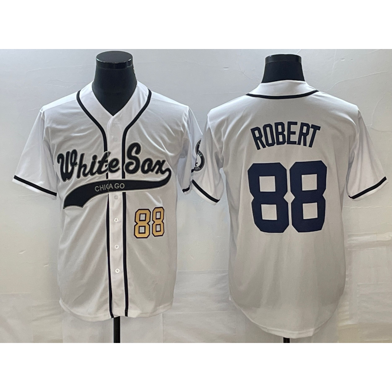 Chicago White Sox #88 Luis Robert Number White AmberGomez Cool Base Stitched Jersey
