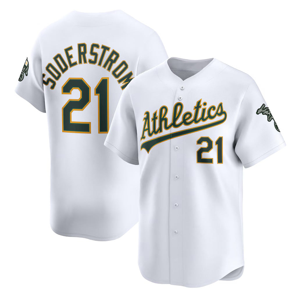 Oakland Athletics #21 Tyler Soderstrom White AmberGomez Home Limited Player Jersey