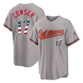 Baltimore Orioles #17 Colton Cowser Player Gray AmberGomez USA 250 Fourth of July Home Game Stitched Jerseys