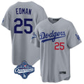Los Angeles Dodgers #25 Tommy Edman Player Gray AmberGomez World Series Meet Game Home Stitched Jerseys
