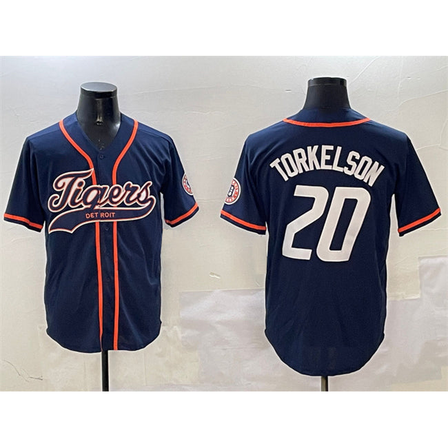 Detroit Tigers #20 Spencer Torkelson Navy AmberGomez With Patch Cool Base Stitched Jersey
